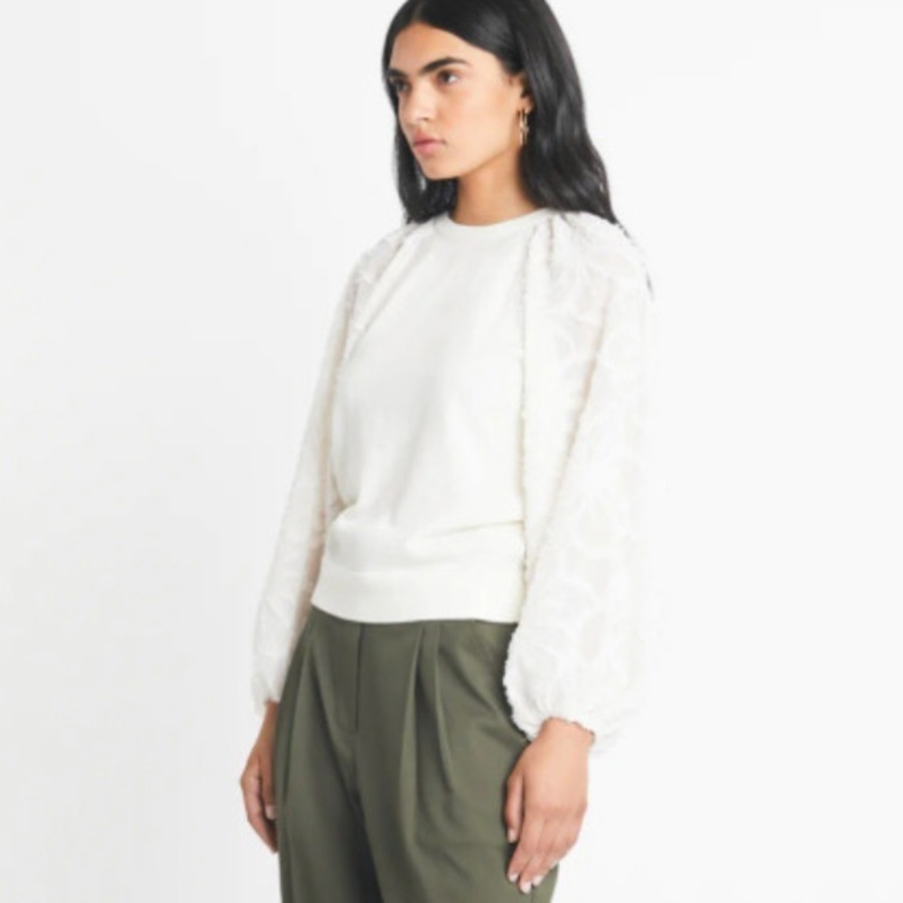 Tanya Taylor Elona Knit Sweater in Chalk NWT